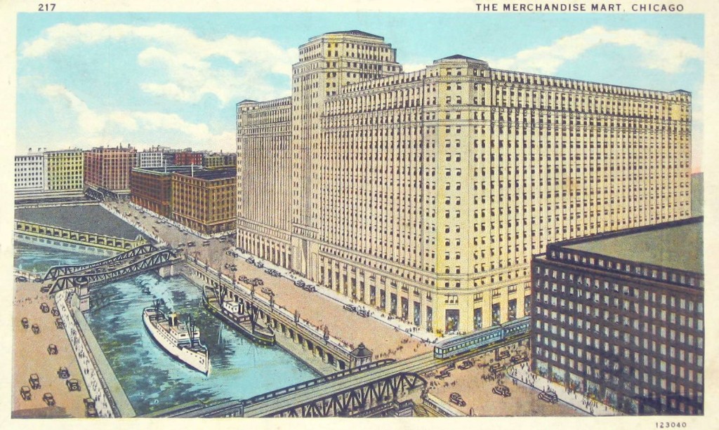 postcard-chicago-merchandise-mart-chicago-river-ships-elevated-train-1933