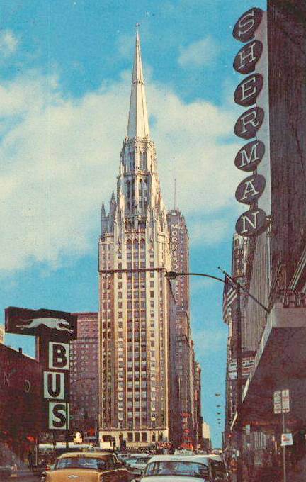 postcard-chicago-temple-building-seen-from-near-sherman-house-hotel-1960s