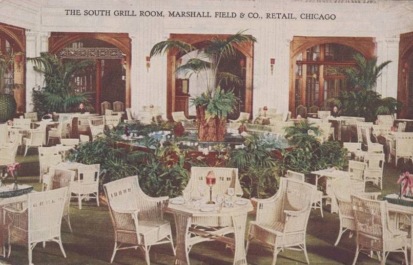 POSTCARD - CHICAGO - MARSHALL FIELD - SOUTH GRILL ROOM - 1917